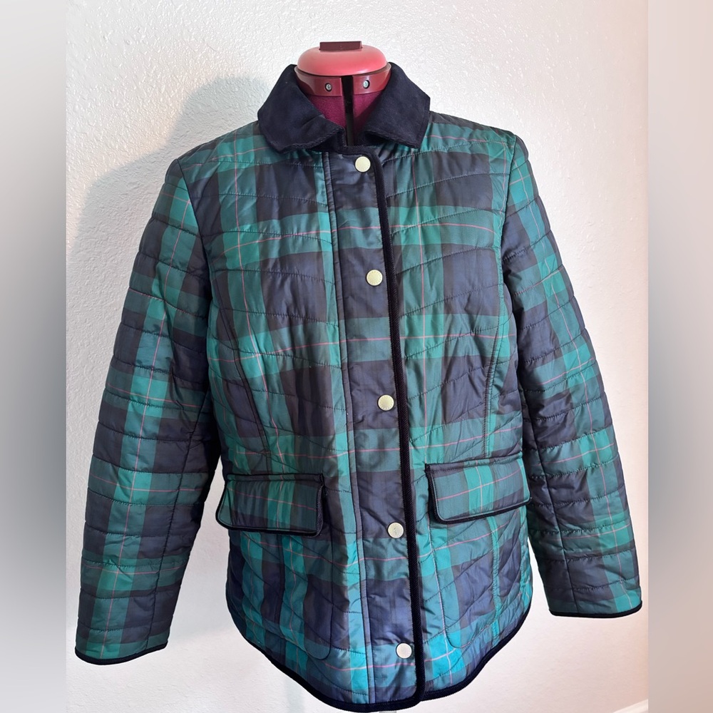 Talbots Women's Blue green and red plaid quilted jacket - Picture 3 of 10